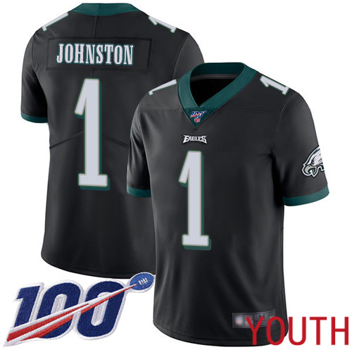 Youth Philadelphia Eagles #1 Cameron Johnston Black Alternate Vapor Untouchable NFL Jersey Limited Player 100th->youth nfl jersey->Youth Jersey